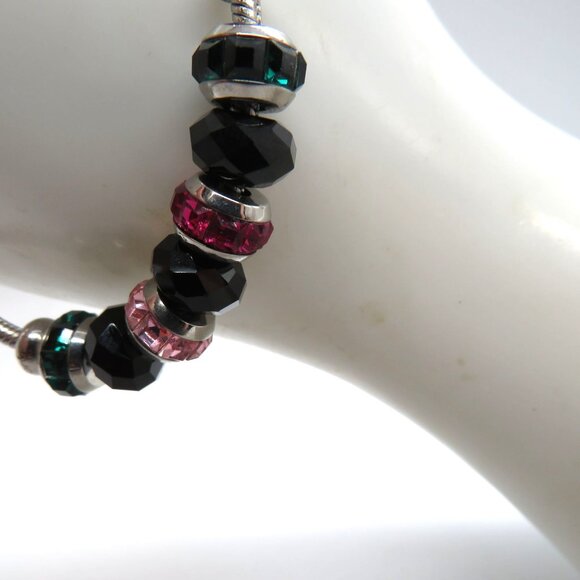 Brosway Bracelet Silver Tone Faceted Multi Color Beads Black Pink Green - Picture 9 of 16